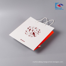 Wholesale custom craft white gift paper bags with ribbon handle